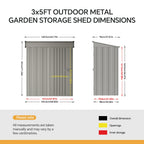 5 x 3 ft Metal Garden Storage Shed with Pent Roof & Padlockable Door