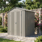 6 x 4 ft Metal Garden Storage Shed with Apex Roof & Double Doors