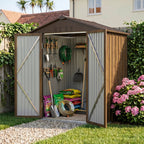 6 x 4 ft Metal Garden Storage Shed with Apex Roof & Lockable Double Doors