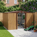 10 x 12 ft Metal Garden Storage Shed with Apex Roof & Sliding Door