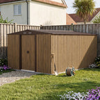10 x 12 ft Metal Garden Storage Shed with Apex Roof & Sliding Door