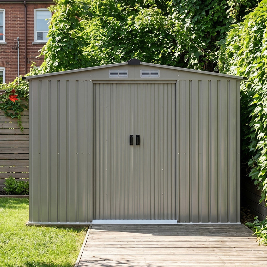 8 x 10 ft Metal Garden Storage Shed with Apex Roof