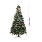 Artificial Christmas tree with metal stand by Garden Sanctuary, lush green branches and sturdy base for holiday decorating.