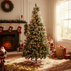 Artificial Christmas tree with metal stand from Garden Sanctuary, showcasing lush green branches and sturdy base for festive decor.