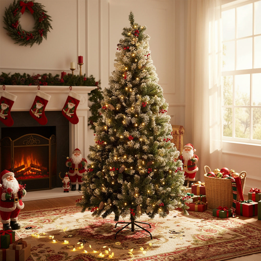 Artificial Christmas tree with metal stand from Garden Sanctuary, showcasing lush green branches and sturdy base for festive decor.