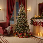 Artificial Christmas tree with metal stand by Garden Sanctuary, full green branches and sturdy base for holiday decorating