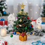 Garden Sanctuary tabletop Christmas tree decoration with LED string lights, festive holiday centerpiece for seasonal decor
