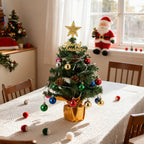 Garden Sanctuary tabletop Christmas tree decoration with LED string lights, festive holiday decor for seasonal display.