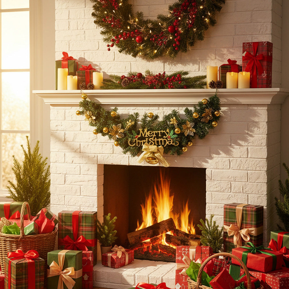 Artificial Christmas garland by Garden Sanctuary featuring festive greenery and decorations for holiday hanging decoration.