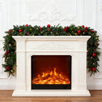 Christmas wreath with LED light string from Garden Sanctuary, decorated with greenery and festive accents for holiday décor.