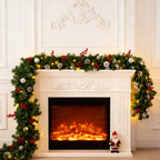 Christmas wreath with LED light string from Garden Sanctuary featuring festive greenery and illuminated holiday decor.