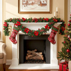 Artificial Christmas garland from Garden Sanctuary, 2.7 meters long, decorated with pine branches and festive ornaments.