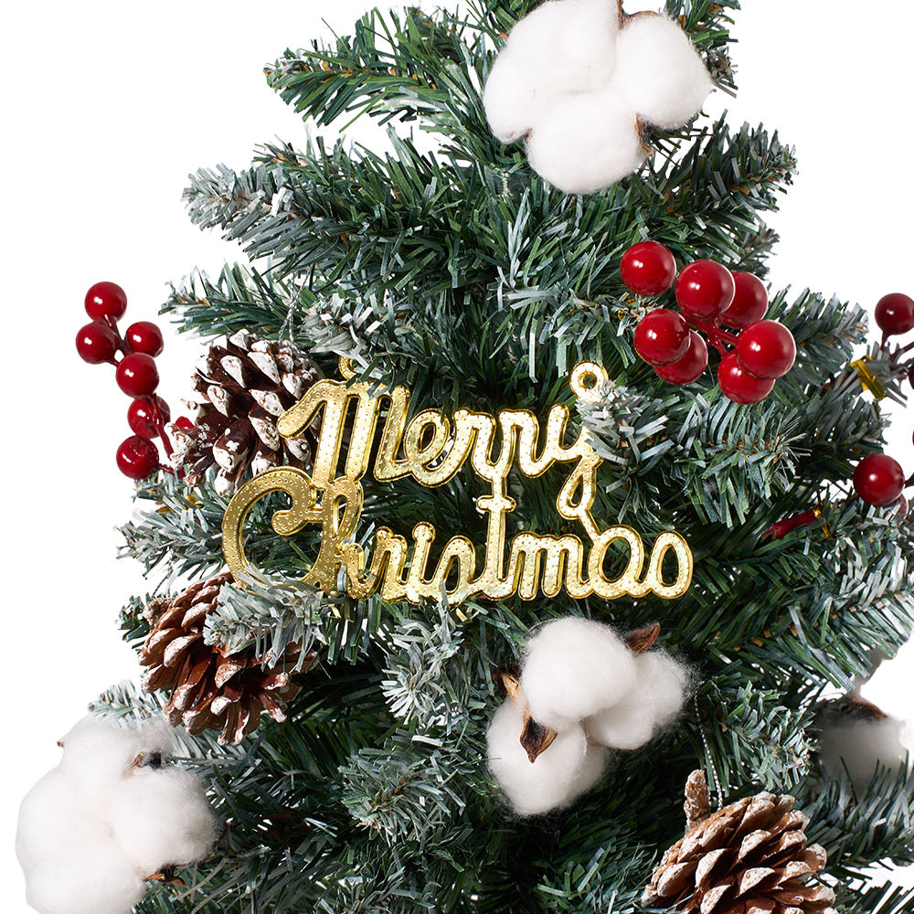 Set of 4 solar-powered artificial Christmas tree decorations with string lights by Garden Sanctuary, featuring festive holiday designs.