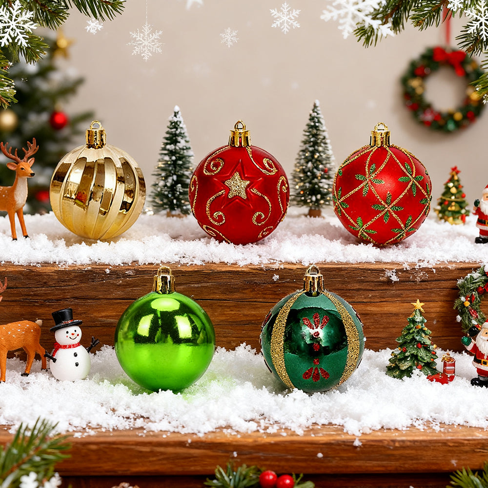 Set of 30 Garden Sanctuary Christmas ornaments for tree decorations, featuring colorful festive holiday designs.