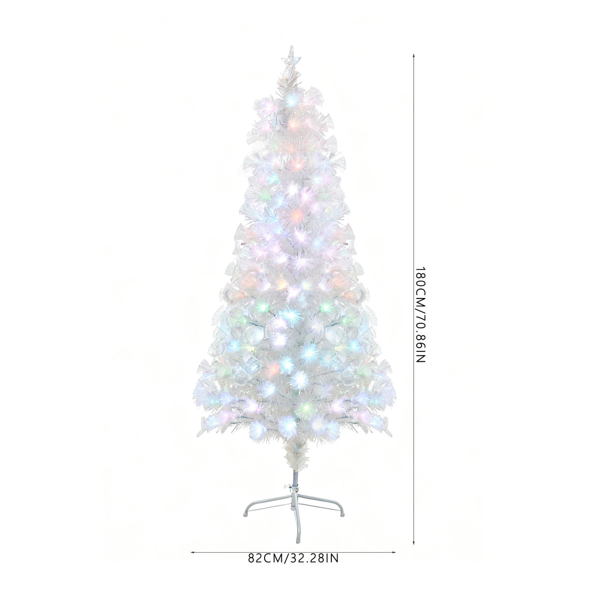Garden Sanctuary 6FT pre-lit artificial Christmas tree with foldable metal stand, decorated with colorful ornaments and pine needles.