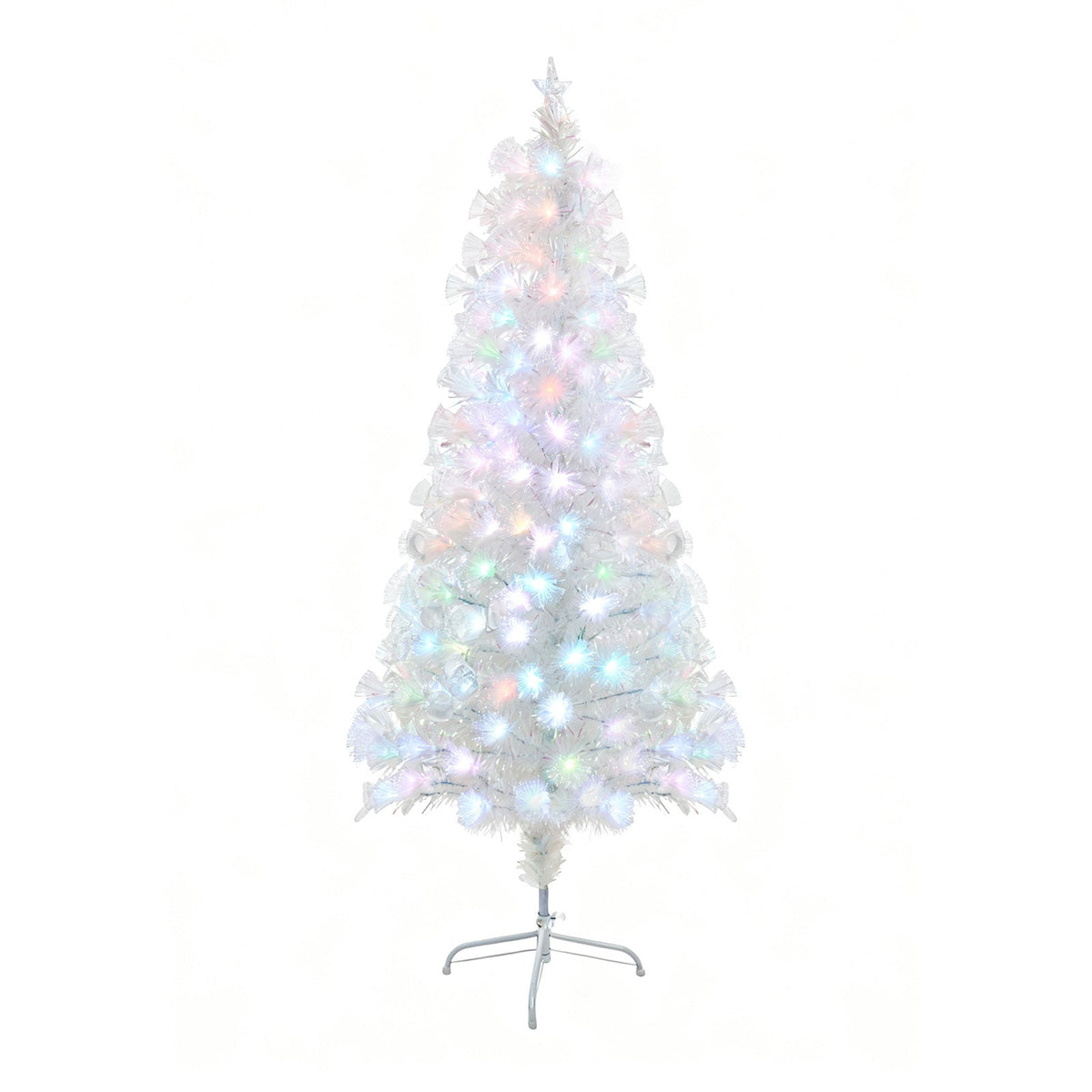 Garden Sanctuary 6ft pre-lit artificial Christmas tree with foldable metal stand, decorated with green branches and lights