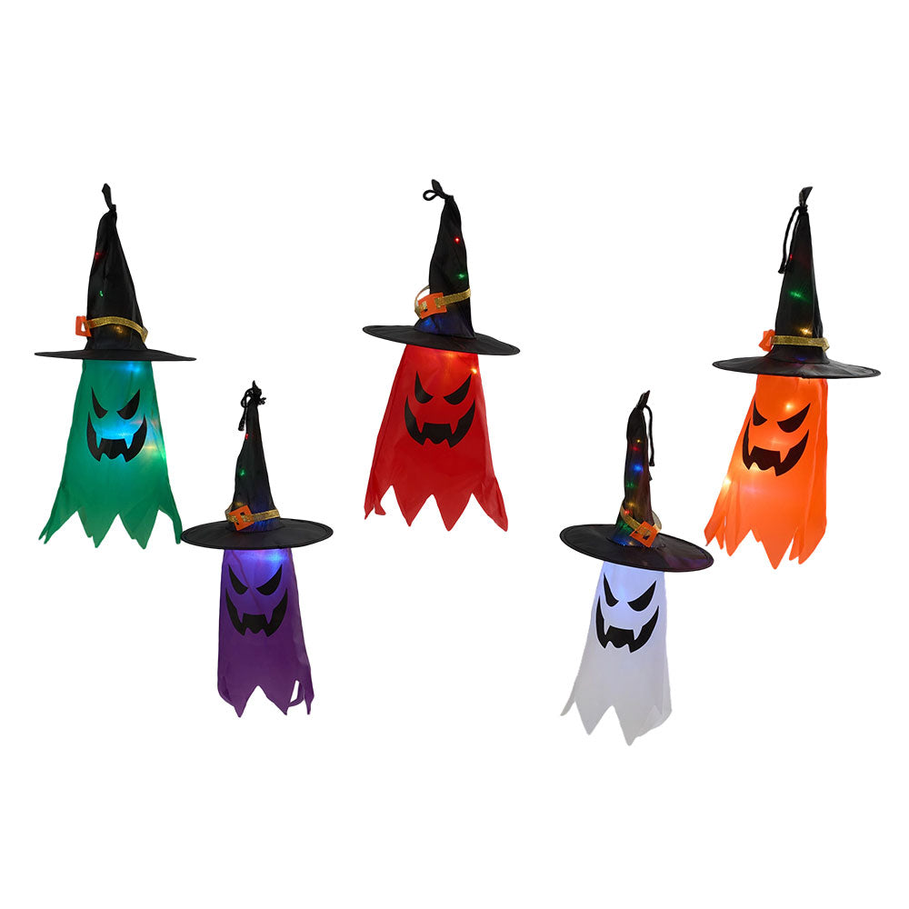 5Pcs Halloween Decorations Ghost Witch Hats with LED Lights