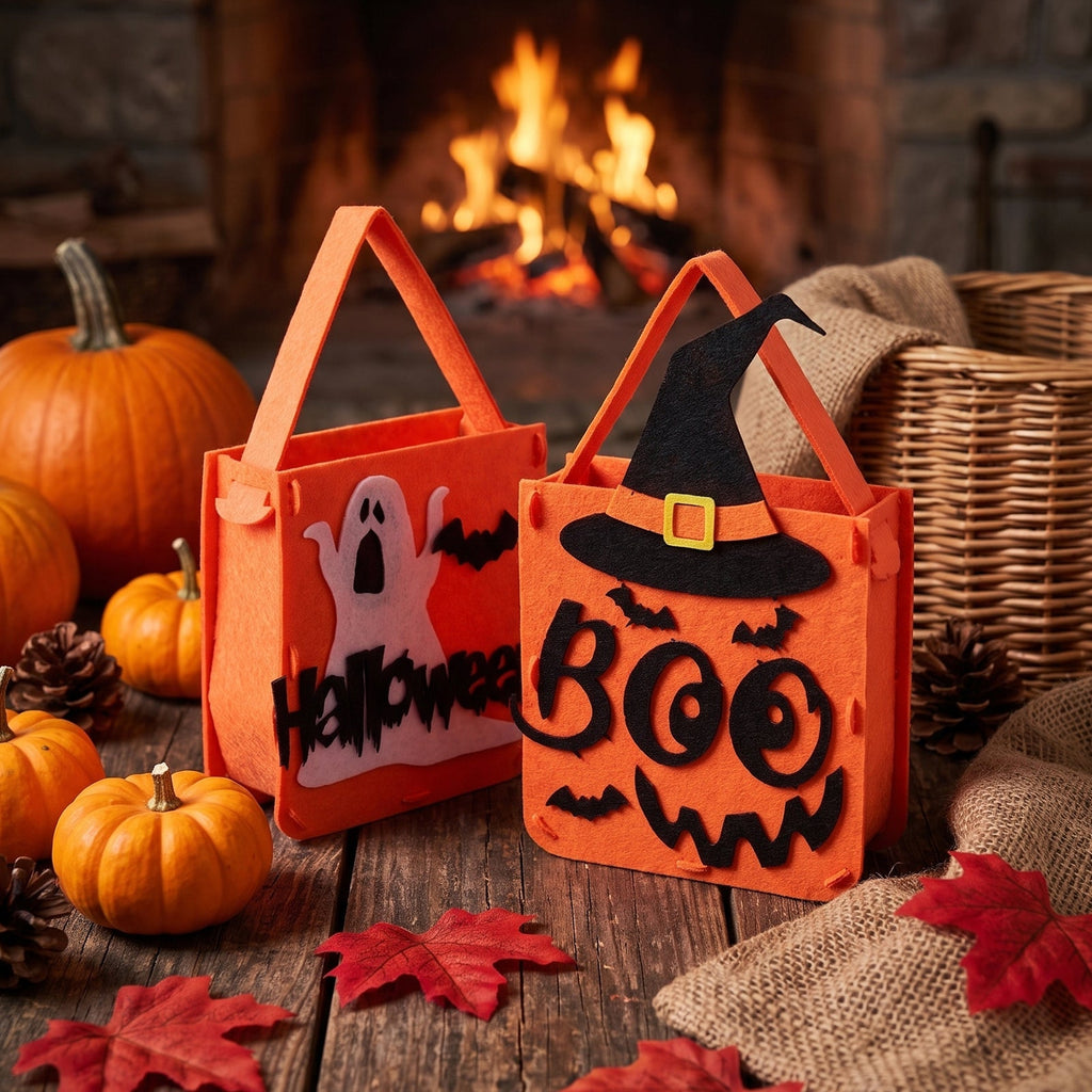 2-Pack Halloween Felt Trick or Treat Bags with Handles