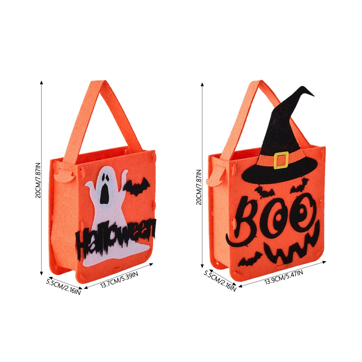 2-Pack Halloween Felt Trick or Treat Bags with Handles