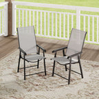 Metallic-Frame and Fabric Foldable Chairs Set of 2
