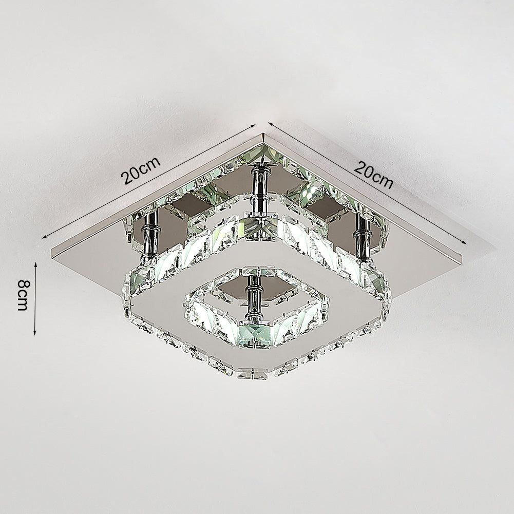 Modern small crystal LED ceiling light by Garden Sanctuary, perfect for hallways and corridors, featuring elegant crystal detailing.