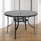 Patio Table Garden Coffee Table Dining Table with Umbrella Stand Hole Garden Dining Table   Dia 105x H 70.5 cm 