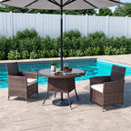 Brown/Black Outdoor Table with Parasol Hole
