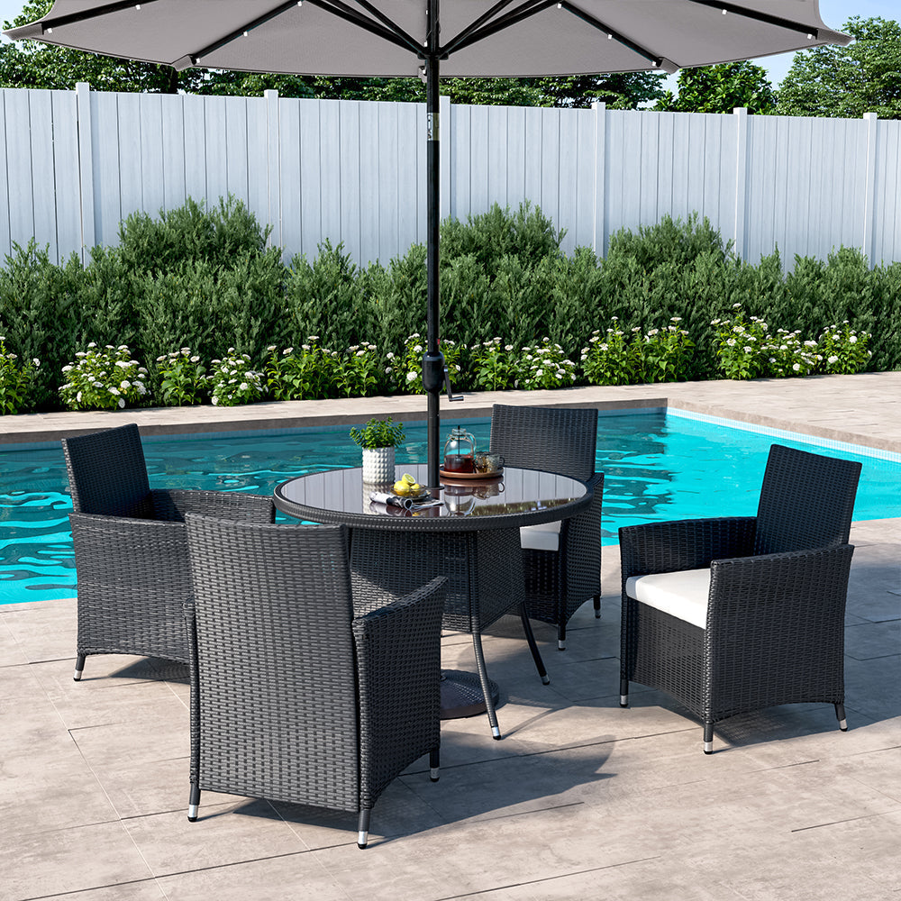 Brown/Black Outdoor Table with Parasol Hole