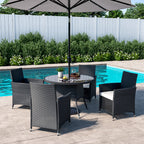 Brown/Black Outdoor Table with Parasol Hole