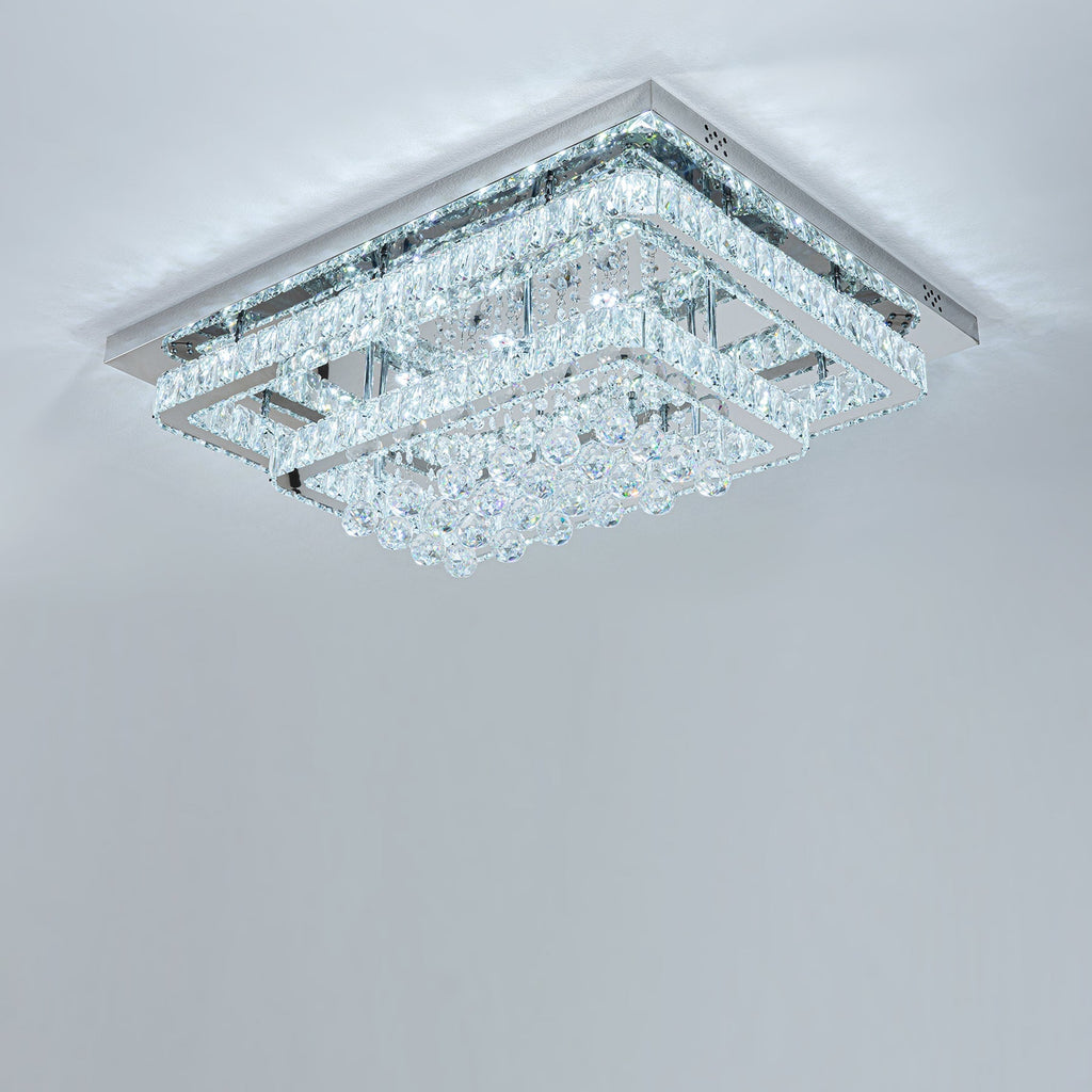 80cm Wide Double-Tier Crystal LED Ceiling Light 100W