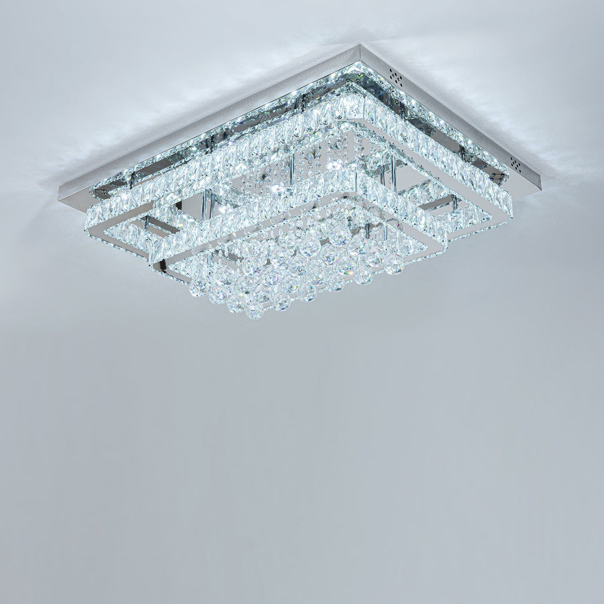 80cm Wide Double-Tier Crystal LED Ceiling Light 100W