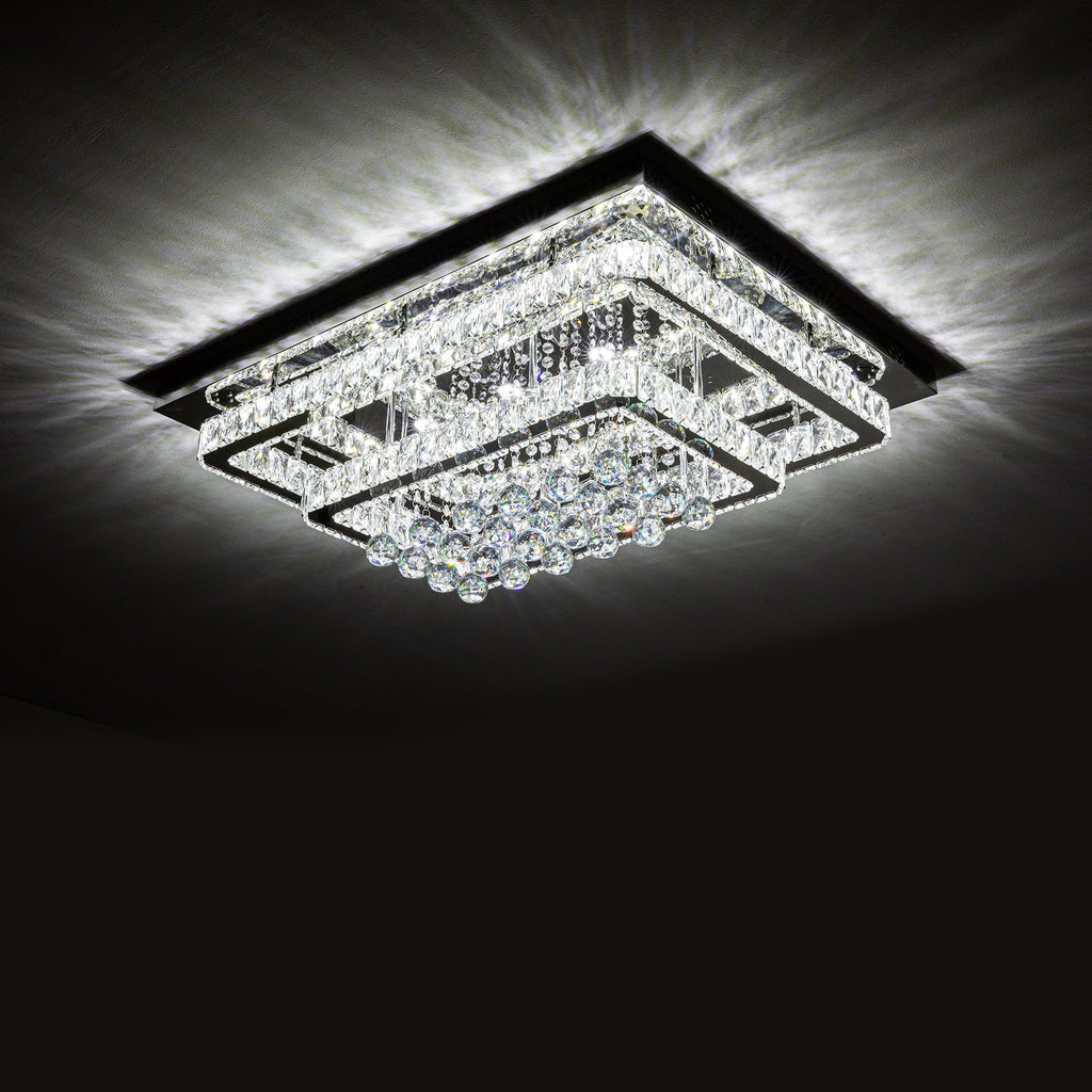 80cm Wide Double-Tier Crystal LED Ceiling Light 100W