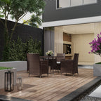 Brown Garden Tempered Glass Square Dining Table with Parasol Hole