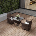 Brown Garden Tempered Glass Square Dining Table with Parasol Hole