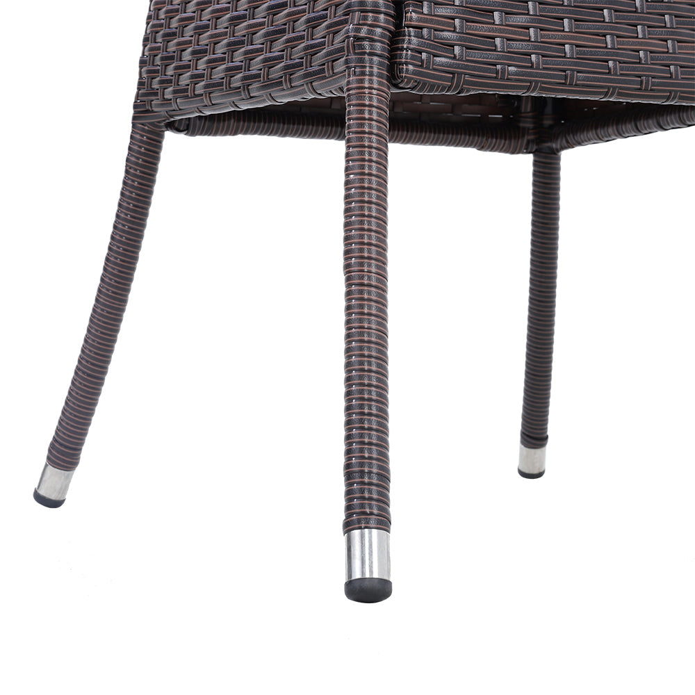 Brown Garden Tempered Glass Square Dining Table with Parasol Hole