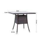 Brown Garden Tempered Glass Square Dining Table with Parasol Hole