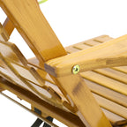 Garden Bamboo Wood Foldable Recliner Lounge Chair with Retractable Footrest