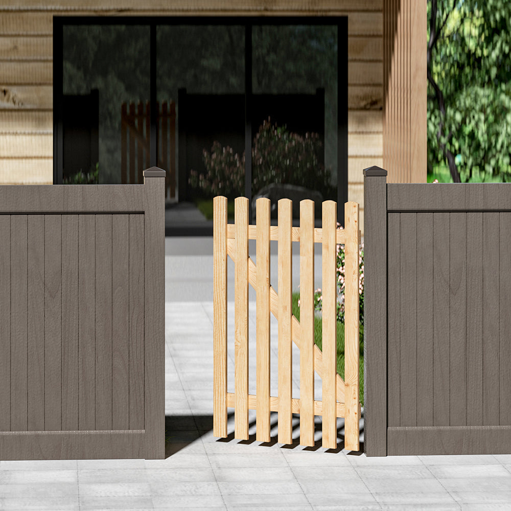 Garden Wood Fence Gate with Latch