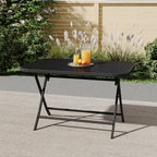 Metal Frame Table with Tempered Glass Top