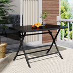 Metal Frame Table with Tempered Glass Top