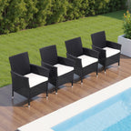 Set of 4 Rattan Chairs Garden Furniture