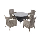 Garden Rattan Tempered Glass Top Round Table with Parasol Hole