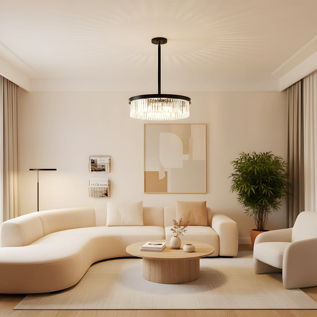 Modern Garden Sanctuary 6-light E14 pendant light with sleek design and hanging cords, ideal for contemporary interior decor.