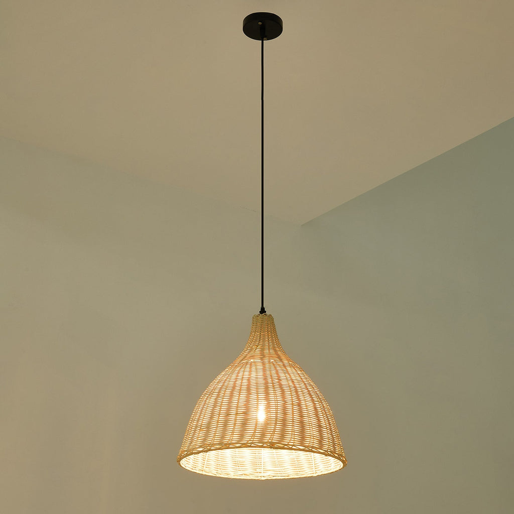 Rattan-Woven Pendant Light
