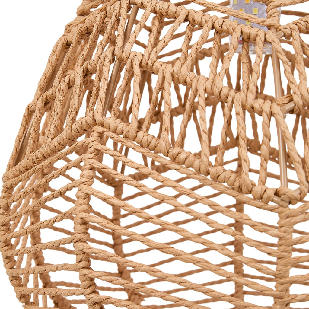 E27 rattan-woven ceiling pendant light by Garden Sanctuary, showcasing its natural rattan design and hanging fixture.