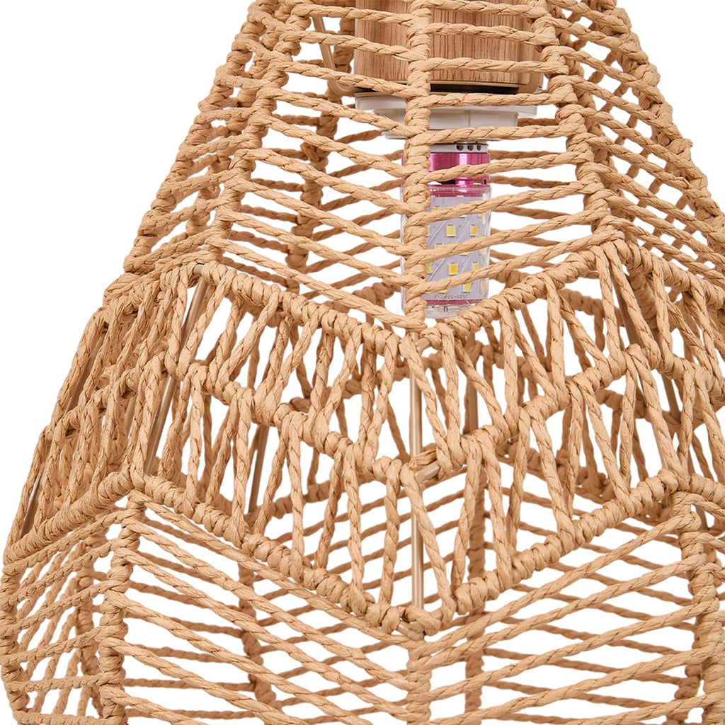 E27 rattan-woven ceiling pendant light from Garden Sanctuary, showcasing a natural, stylish rattan design hanging from the ceiling.