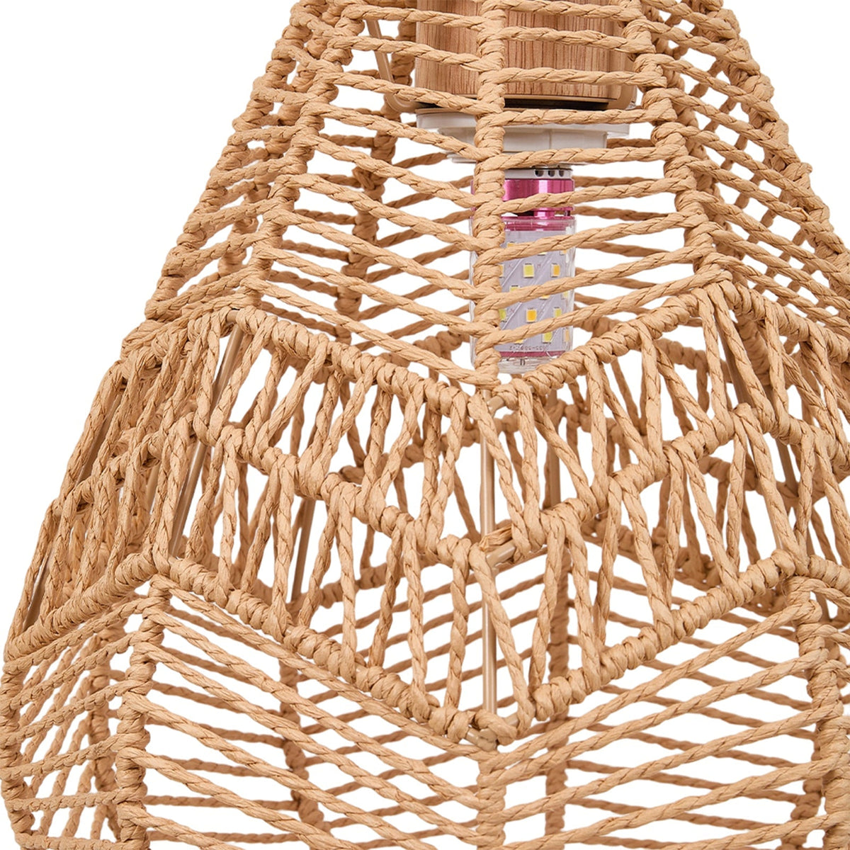 E27 rattan-woven ceiling pendant light from Garden Sanctuary, showcasing a natural, stylish rattan design hanging from the ceiling.