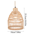 E27 bamboo-woven ceiling pendant light by Garden Sanctuary hanging from ceiling with warm natural fiber design