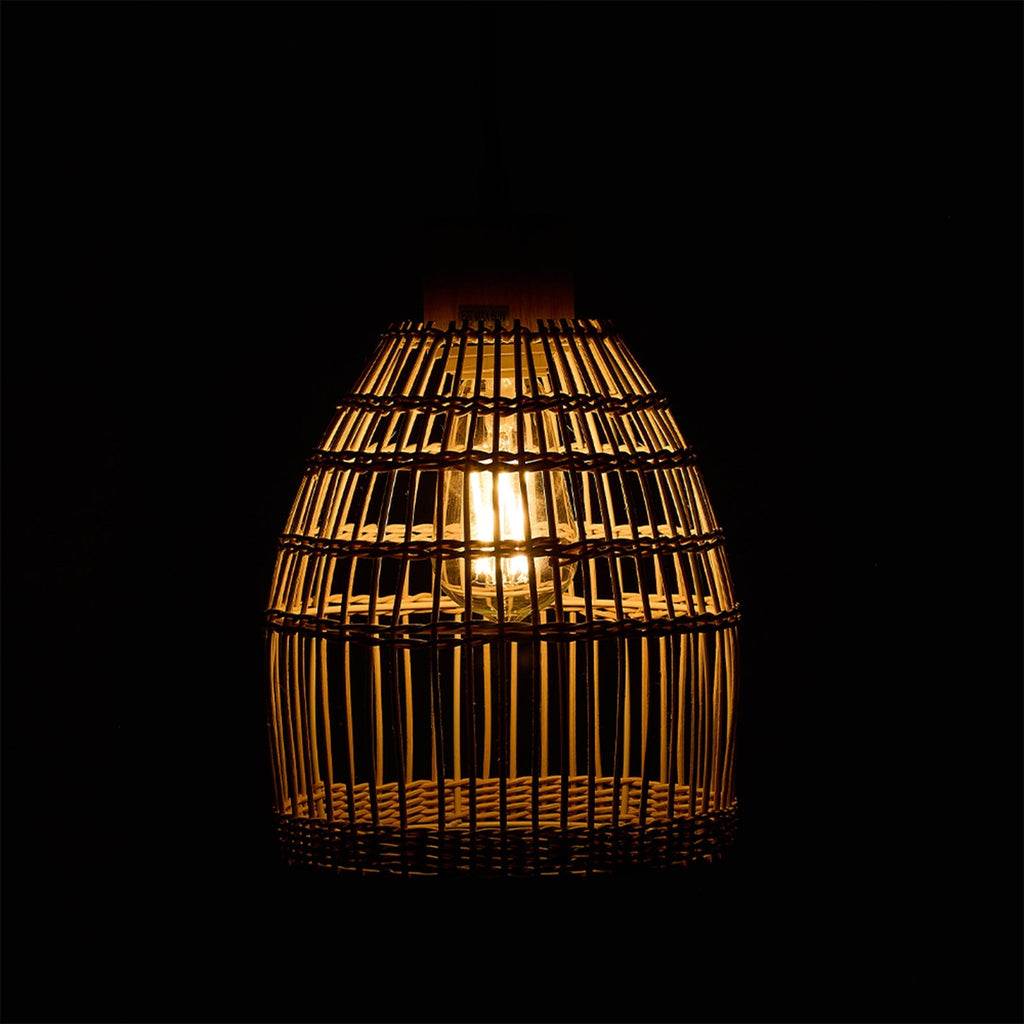 E27 bamboo-woven ceiling pendant light from Garden Sanctuary with a natural textured design and warm illumination.