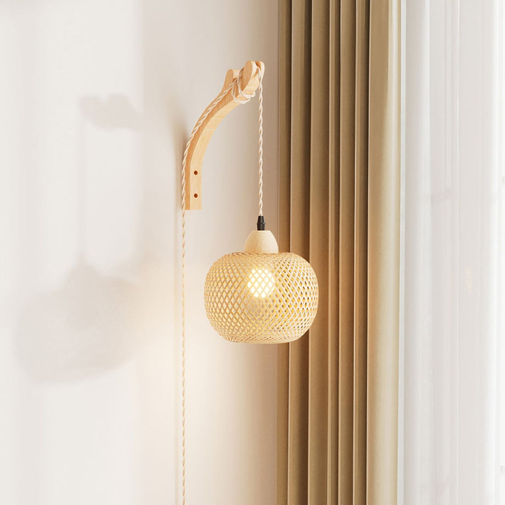 Bamboo Lampshade E27 Wall Light